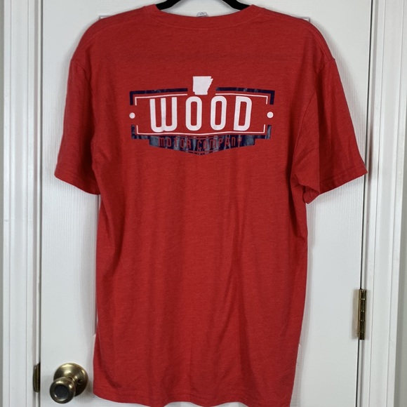 Next Level America heather red short sleeved tee shirt size large. Wood Motor - Picture 6 of 6